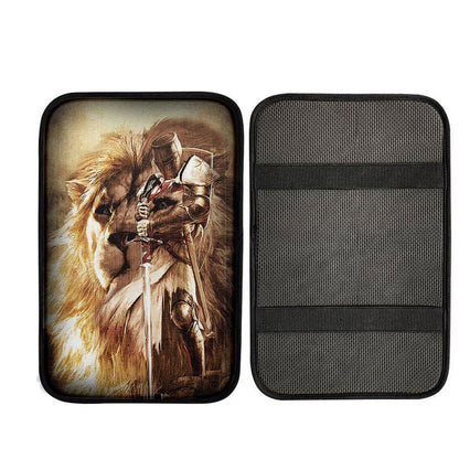 Knight Of God The Lion Of Judah Car Armrest Pad, Religious Car Interior Accessories