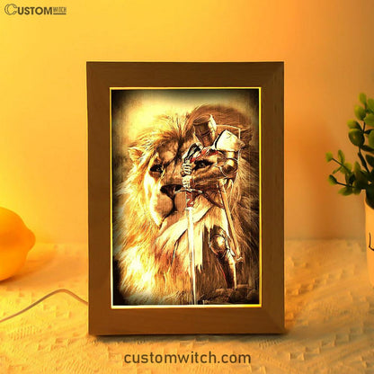 Knight Of God The Lion Of Judah Frame Lamp - Christian Art - Religious Home Decor
