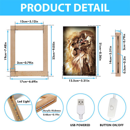 Knight Of God The Lion Of Judah Frame Lamp - Christian Art - Religious Home Decor