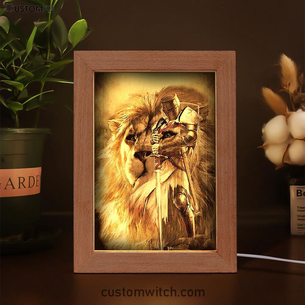 Knight Of God The Lion Of Judah Frame Lamp - Christian Art - Religious Home Decor
