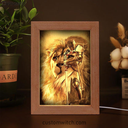 Knight Of God The Lion Of Judah Frame Lamp - Christian Art - Religious Home Decor