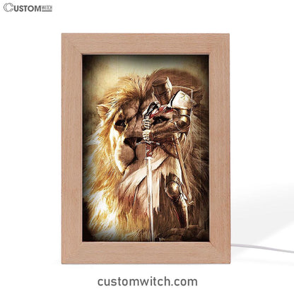 Knight Of God The Lion Of Judah Frame Lamp - Christian Art - Religious Home Decor