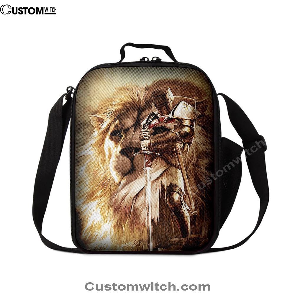 Knight Of God The Lion Of Judah Lunch Bag, Christian Lunch Box For School, Picnic