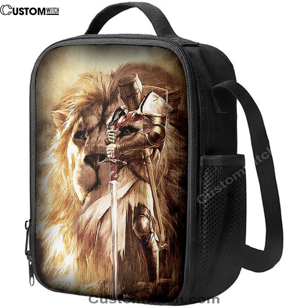 Knight Of God The Lion Of Judah Lunch Bag, Christian Lunch Box For School, Picnic