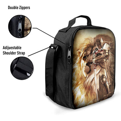 Knight Of God The Lion Of Judah Lunch Bag, Christian Lunch Box For School, Picnic