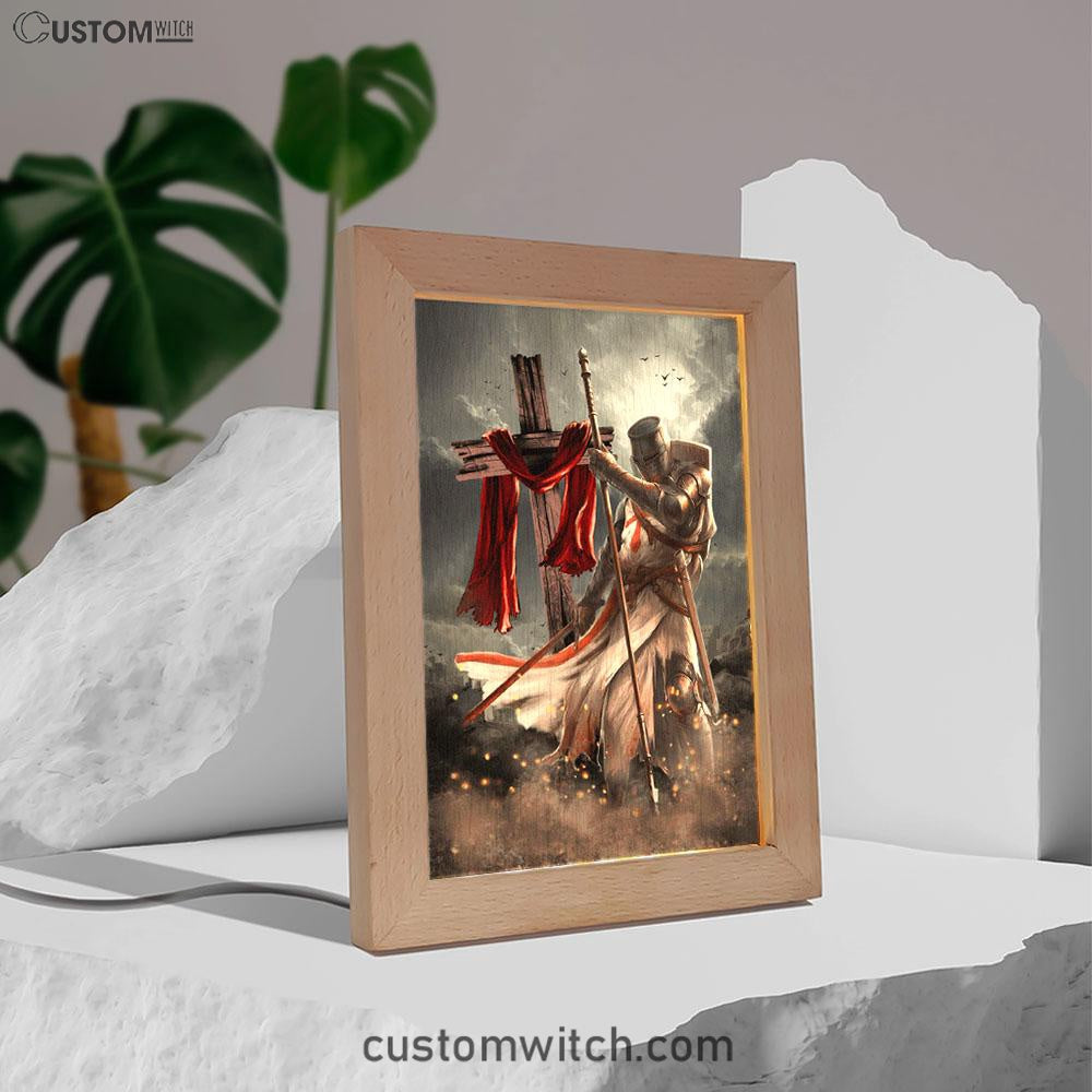 Knight Templar And Cross Jesus Frame Lamp Prints - Jesus Christ Frame Lamp Art - Christian Decor