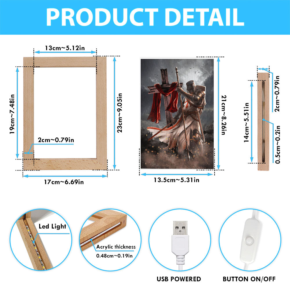 Knight Templar And Cross Jesus Frame Lamp Prints - Jesus Christ Frame Lamp Art - Christian Decor
