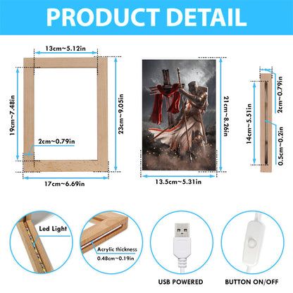Knight Templar And Cross Jesus Frame Lamp Prints - Jesus Christ Frame Lamp Art - Christian Decor