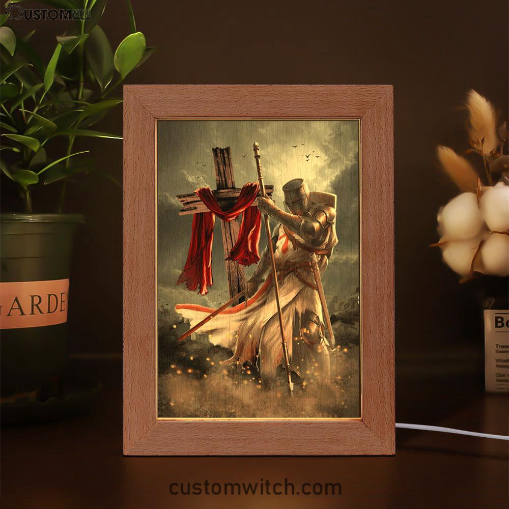 Knight Templar And Cross Jesus Frame Lamp Prints - Jesus Christ Frame Lamp Art - Christian Decor