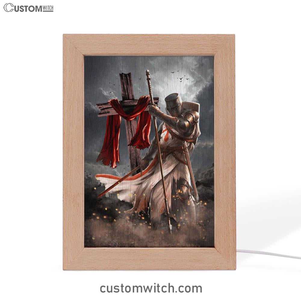 Knight Templar And Cross Jesus Frame Lamp Prints - Jesus Christ Frame Lamp Art - Christian Decor