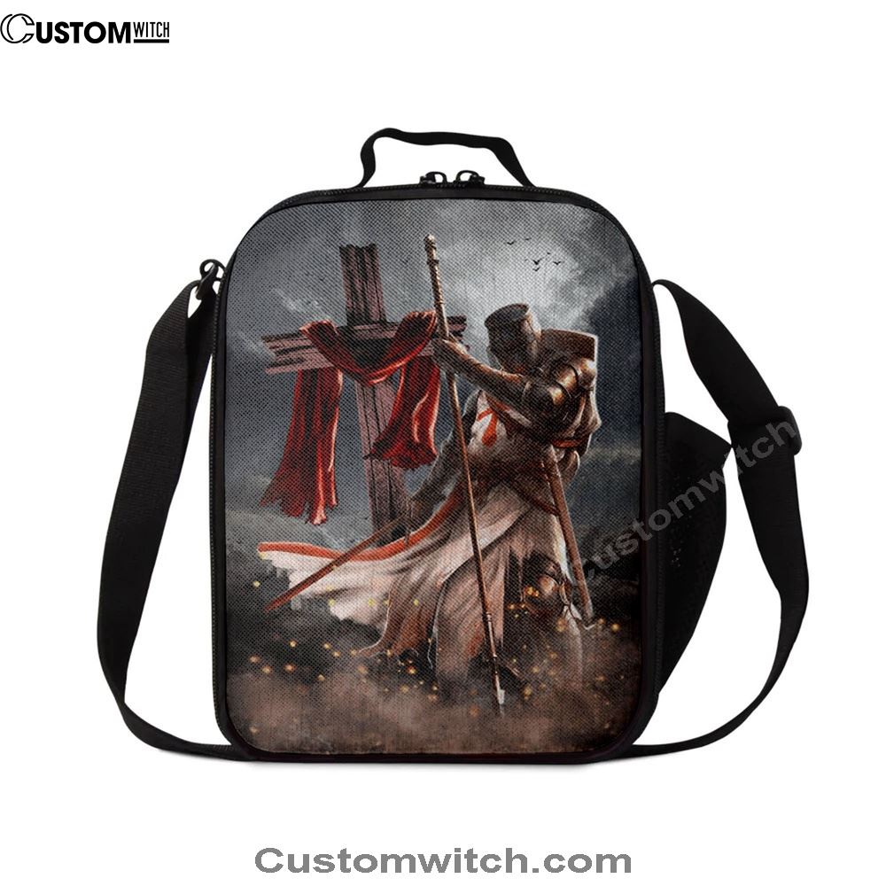 Knight Templar And Cross Jesus Lunch Bag, Christian Lunch Box For School, Picnic