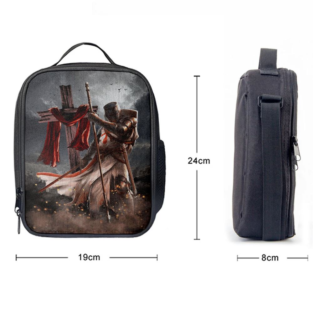 Knight Templar And Cross Jesus Lunch Bag, Christian Lunch Box For School, Picnic