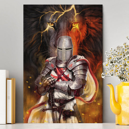 Knight Templar And Lion Jesus Canvas Prints - Jesus Christ Canvas Art - Christian Wall Decor