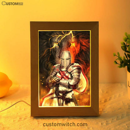 Knight Templar And Lion Jesus Frame Lamp Prints - Jesus Christ Frame Lamp Art - Christian Decor