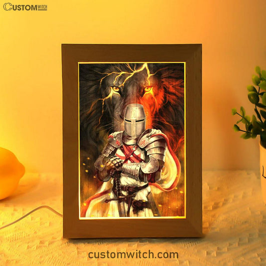 Knight Templar And Lion Jesus Frame Lamp Prints - Jesus Christ Frame Lamp Art - Christian Decor
