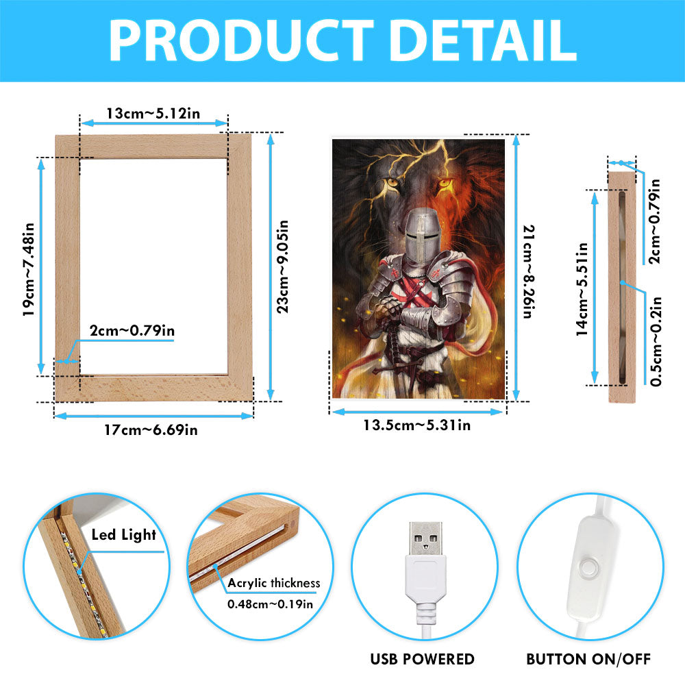 Knight Templar And Lion Jesus Frame Lamp Prints - Jesus Christ Frame Lamp Art - Christian Decor