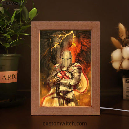Knight Templar And Lion Jesus Frame Lamp Prints - Jesus Christ Frame Lamp Art - Christian Decor