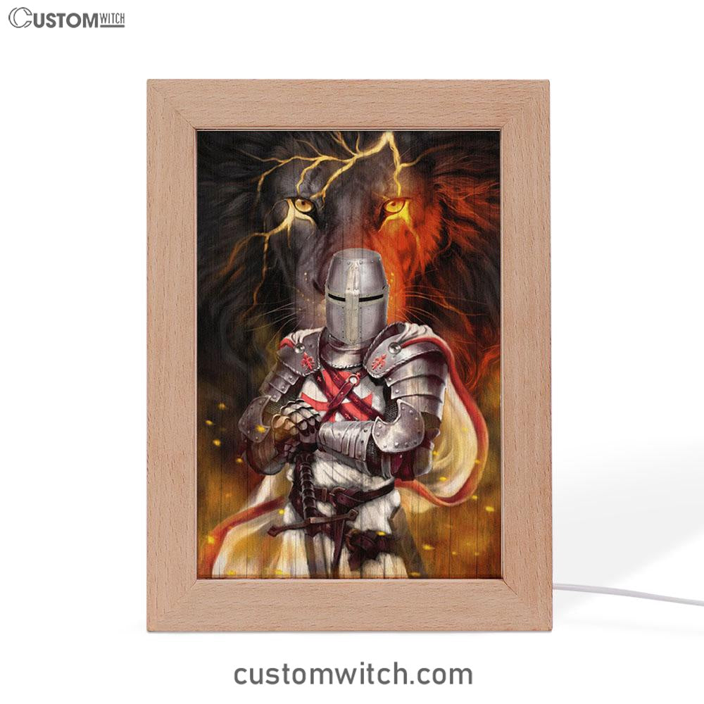 Knight Templar And Lion Jesus Frame Lamp Prints - Jesus Christ Frame Lamp Art - Christian Decor