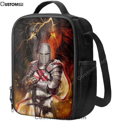 Knight Templar And Lion Jesus Lunch Bag, Christian Lunch Box For School, Picnic