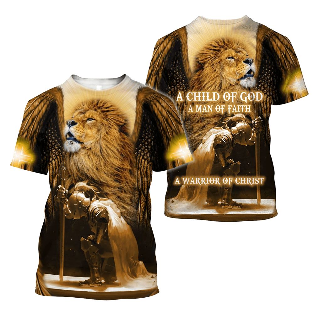Knight Templar Lion A Warrior Of Christ Jesus Unisex All Over Print 3D T Shirt For Men And Women, Christian T-Shirt, Faith Shirt