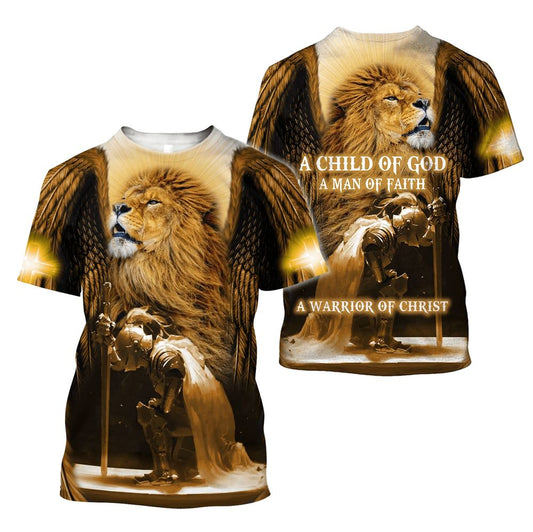 Knight Templar Lion A Warrior Of Christ Jesus Unisex All Over Print 3D T Shirt For Men And Women, Christian T-Shirt, Faith Shirt