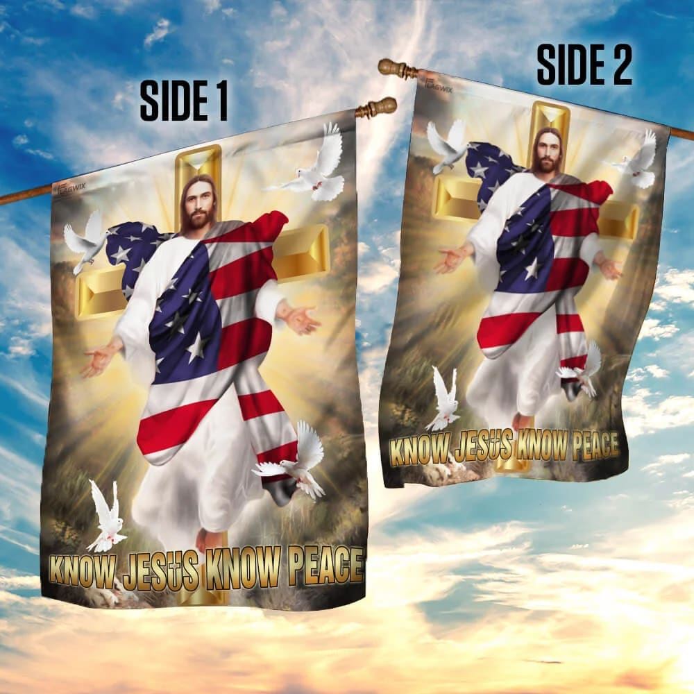 Know Jesus Know Peace Christian Cross House Flag, Christian Flag, Christian Flag, Scripture Flag, Garden Banner