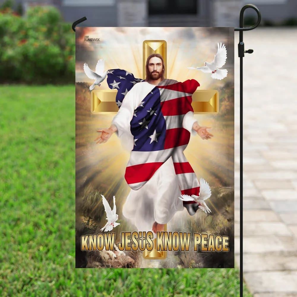 Know Jesus Know Peace Christian Cross House Flag, Christian Flag, Christian Flag, Scripture Flag, Garden Banner