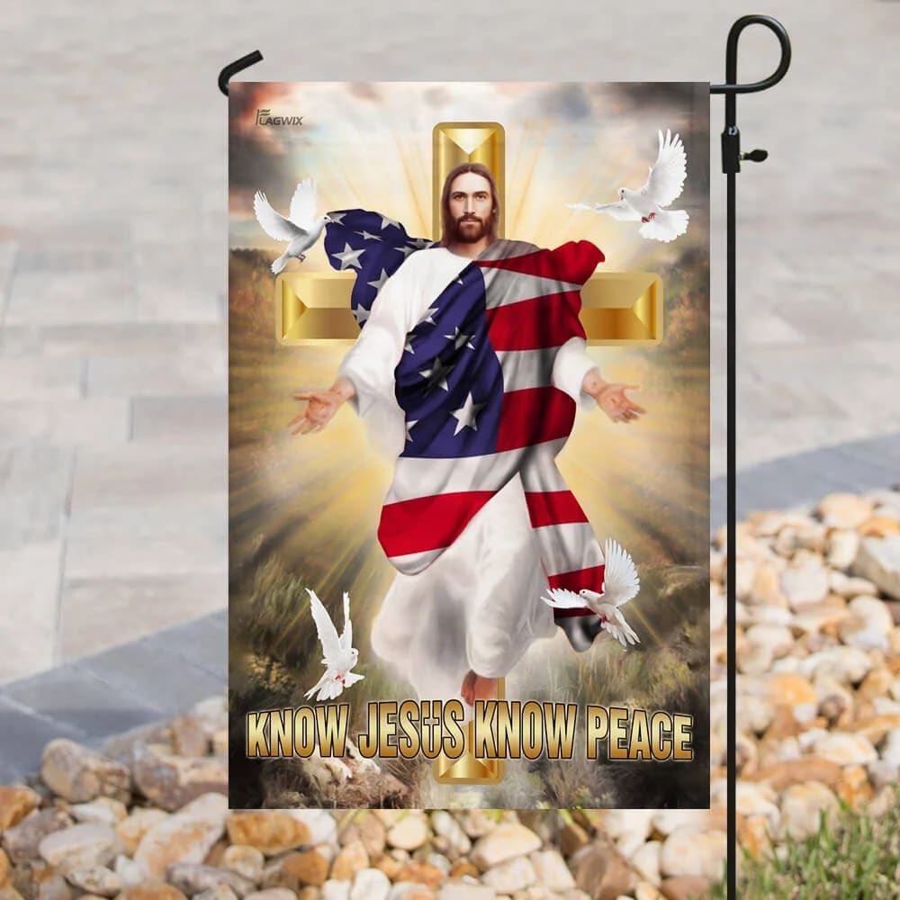 Know Jesus Know Peace Christian Cross House Flag, Christian Flag, Christian Flag, Scripture Flag, Garden Banner
