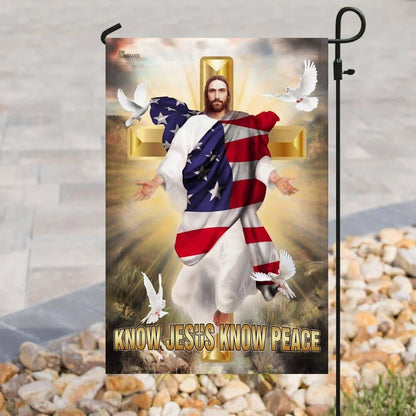Know Jesus Know Peace Christian Cross House Flag, Christian Flag, Christian Flag, Scripture Flag, Garden Banner