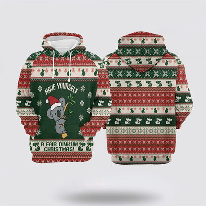 Koala Fair Dinkum Christmas All Over Print 3D Hoodie For Men & Women, Christmas Hoodie Cute, Christmas Gift, Christmas Fashion