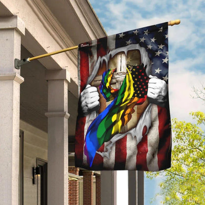 LGBT Christian Cross America U S House Flag, Christian Flag, Christian Flag, Scripture Flag, Garden Banner