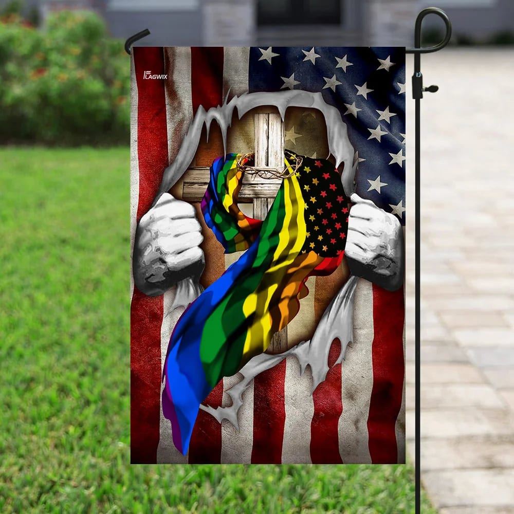 LGBT Christian Cross America U S House Flag, Christian Flag, Christian Flag, Scripture Flag, Garden Banner