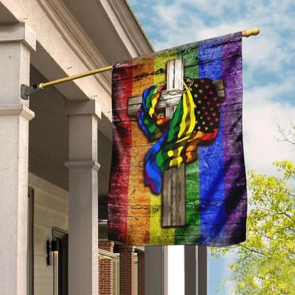 LGBT Christian Cross House Flag, Christian Flag, Christian Flag, Scripture Flag, Garden Banner