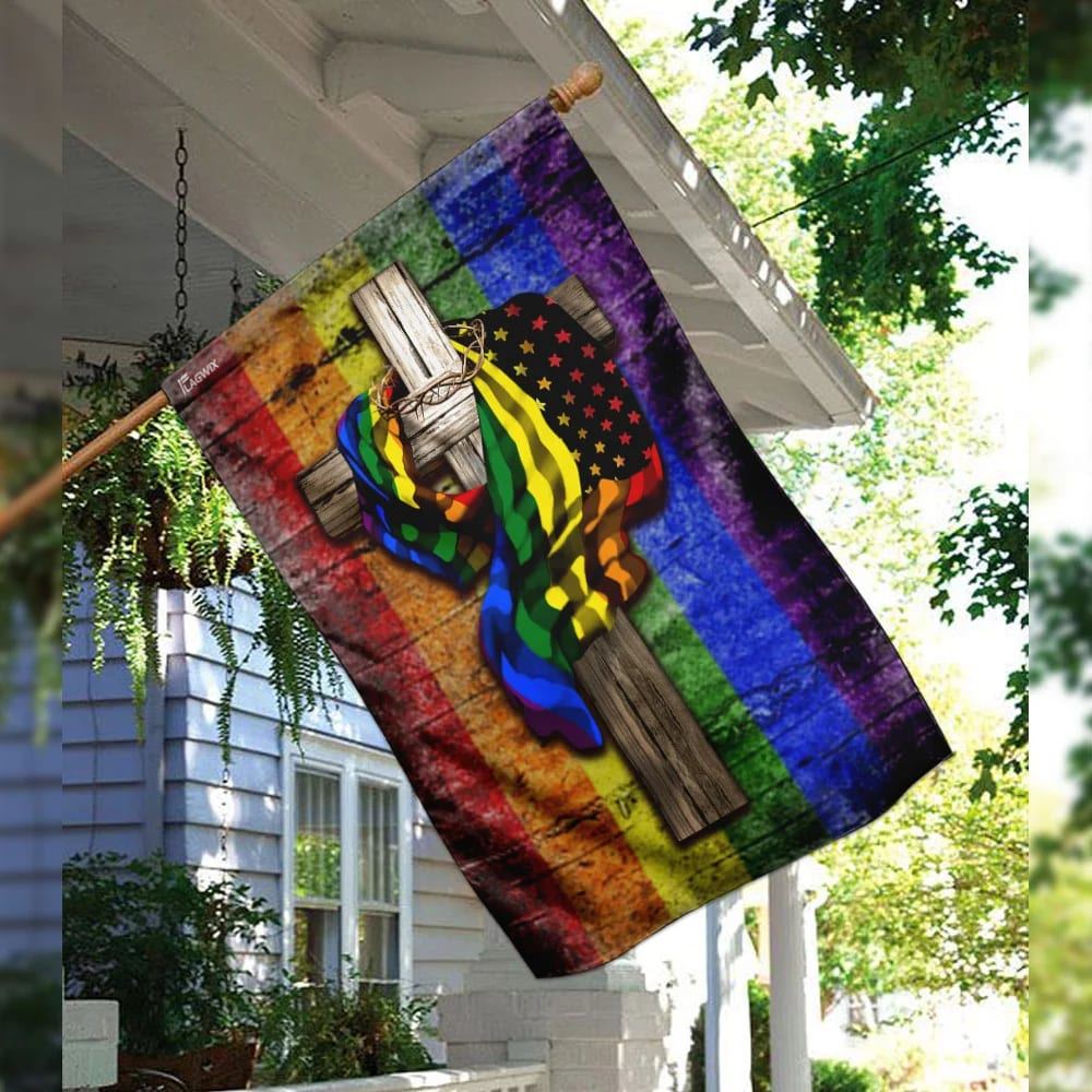 LGBT Christian Cross House Flag, Christian Flag, Christian Flag, Scripture Flag, Garden Banner