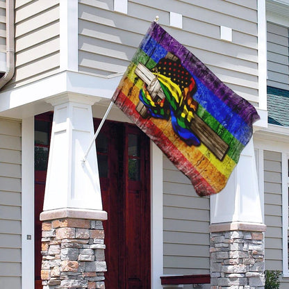 LGBT Christian Cross House Flag, Christian Flag, Christian Flag, Scripture Flag, Garden Banner