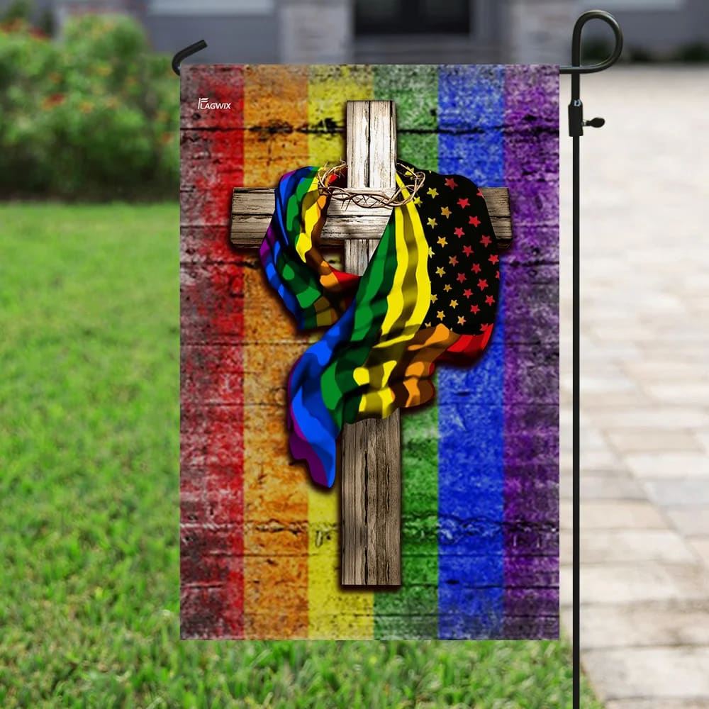 LGBT Christian Cross House Flag, Christian Flag, Christian Flag, Scripture Flag, Garden Banner