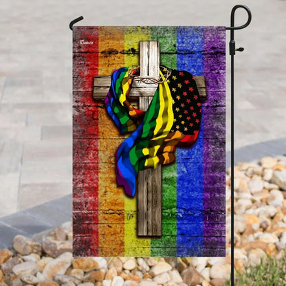 LGBT Christian Cross House Flag, Christian Flag, Christian Flag, Scripture Flag, Garden Banner