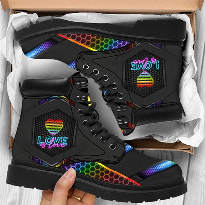 LGBT Love Is Love Hexagon Season Boots, Christian Lifestyle Boots, Bible Verse Boots, Christian Apparel Boots