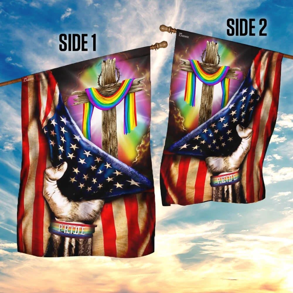 LGBT Pride Christian Cross House Flag, Christian Flag, Christian Flag, Scripture Flag, Garden Banner