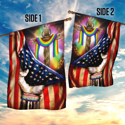 LGBT Pride Christian Cross House Flag, Christian Flag, Christian Flag, Scripture Flag, Garden Banner