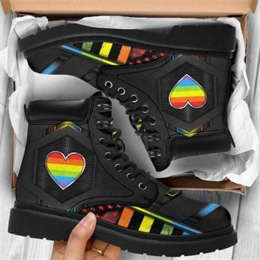 LGBT Rainbow Heart Boots, Christian Lifestyle Boots, Bible Verse Boots, Christian Apparel Boots