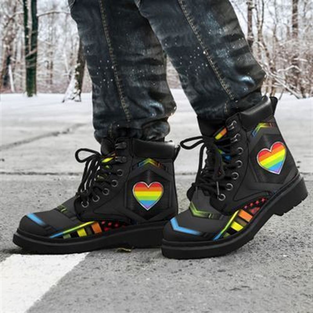 LGBT Rainbow Heart Boots, Christian Lifestyle Boots, Bible Verse Boots, Christian Apparel Boots