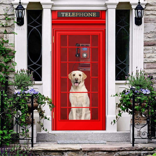 Labrador Retriever Telephone Door Cover, Dog Door Cover, Gift For Christmas, Christmas Garage Door Covers, Christmas Outdoor Decoration