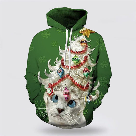 Lady Cat Christmas All Over Print 3D Hoodie For Men And Women, Christmas Cat Hoodie, Christmas Hoodie Cute, Christmas Fashion