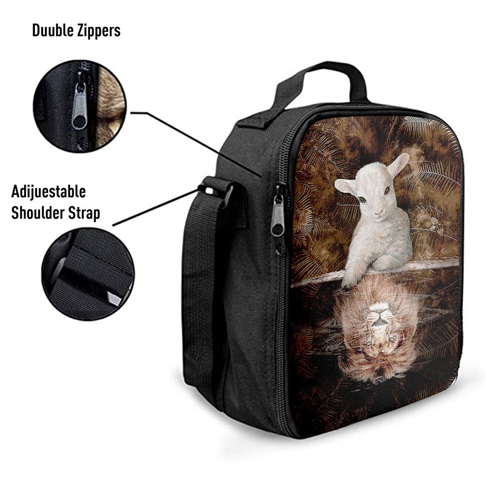 Lamb And Lion King Of Jesus Lunch Bag, Christian Lunch Box For School, Picnic