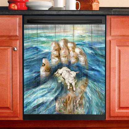 Lamb In God'S Hand Dishwasher Cover, Bible Verse Dishwasher Wrap, Inspirational Kitchen Decoration