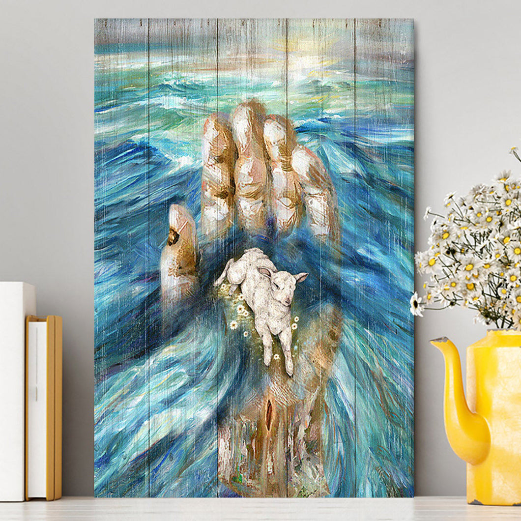 Lamb In God's Hand Canvas Wall Art - Bible Verse Canvas Art - Inspirational Art - Christian Home Decor