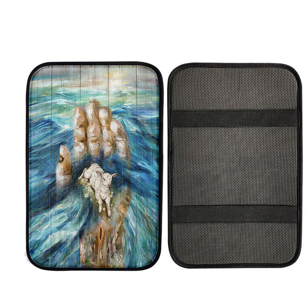 Lamb In God's Hand Car Center Console Cover, Religious Car Interior Accessories