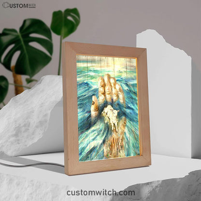 Lamb In God's Hand Frame Lamp Art - Bible Verse Wooden Lamp - Inspirational Art - Christian Home Decor