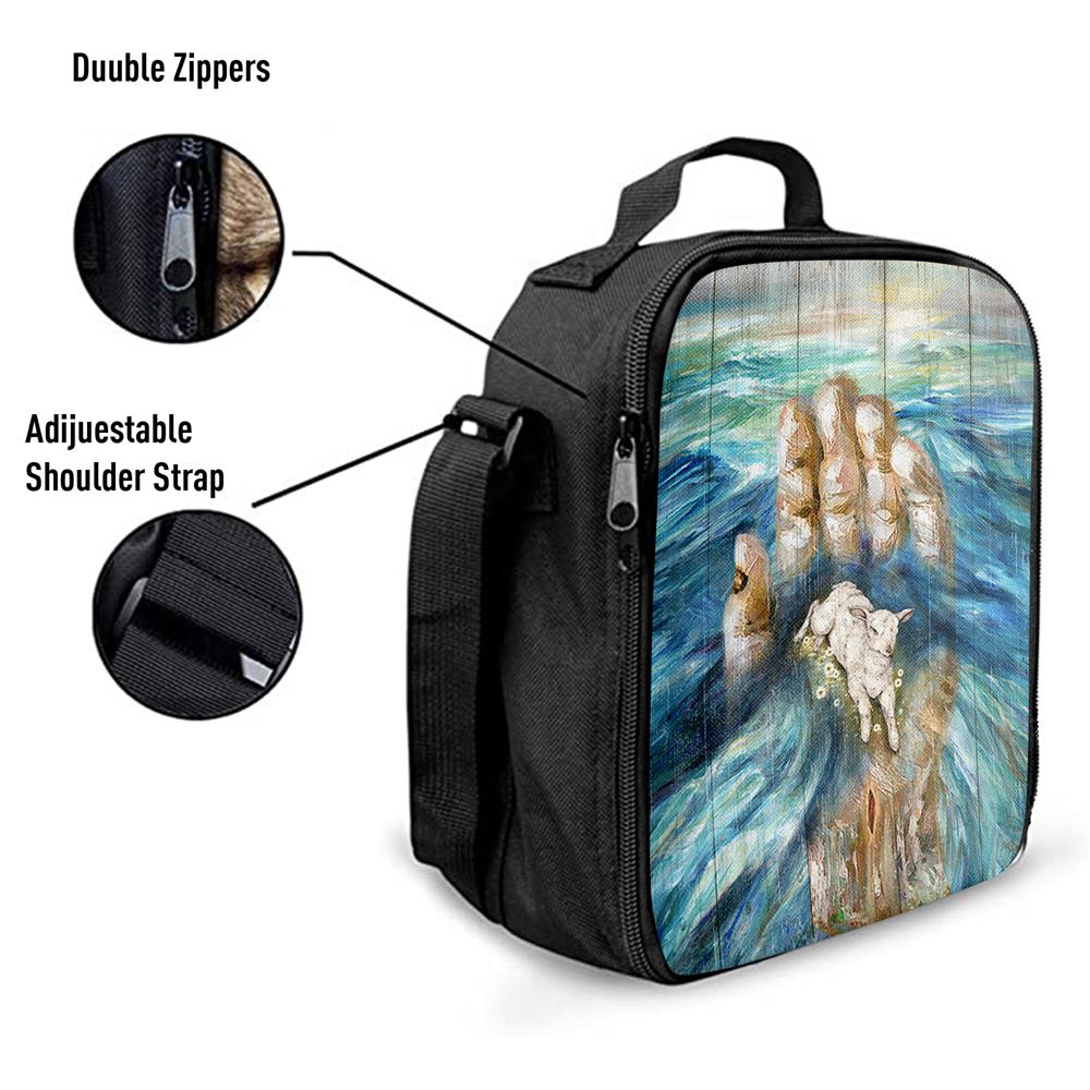 Lamb In God's Hand Lunch Bag, Christian Lunch Box For School, Picnic